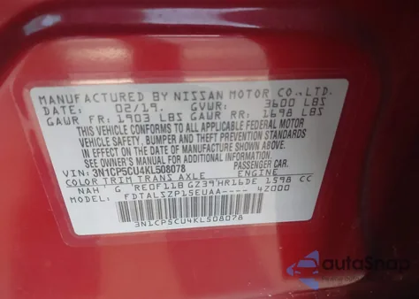 2019 Nissan Kicks Sv from USA, damaged, VIN 3N1CP5CU4KL508078
